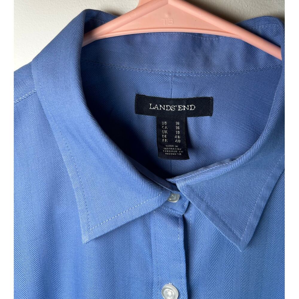 Lands End Shirt Mens, SIze 18 Blue Long Sleeve Traditional Fit Button Up